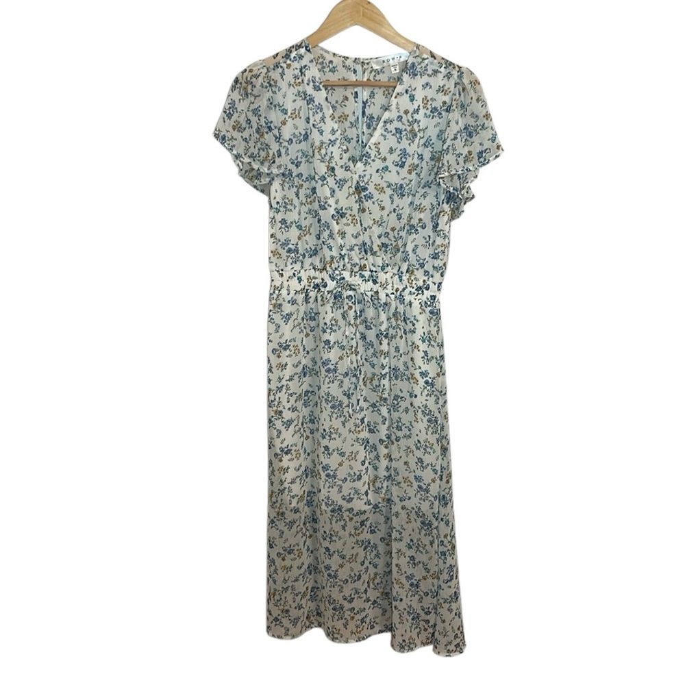 Row A blue calico Midi Dress, Small